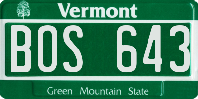 VT license plate BOS643