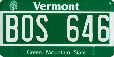 VT license plate BOS646