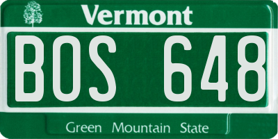VT license plate BOS648