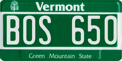 VT license plate BOS650