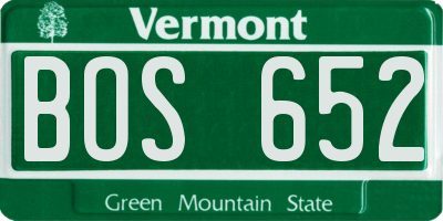VT license plate BOS652