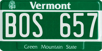 VT license plate BOS657