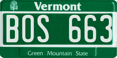 VT license plate BOS663
