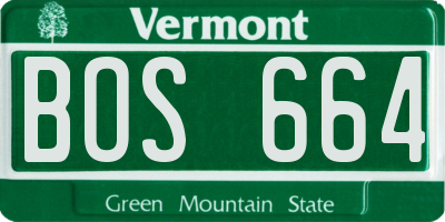 VT license plate BOS664