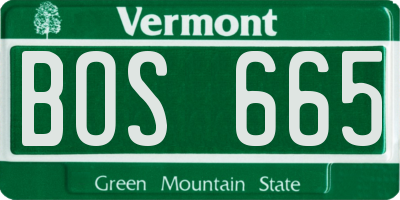 VT license plate BOS665