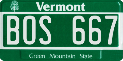 VT license plate BOS667