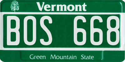 VT license plate BOS668