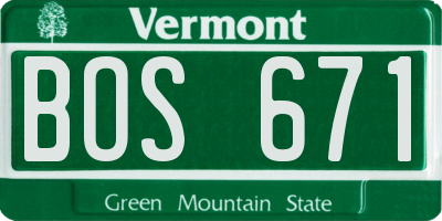 VT license plate BOS671