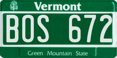 VT license plate BOS672