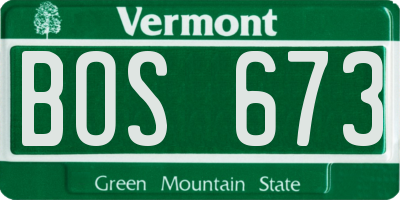 VT license plate BOS673