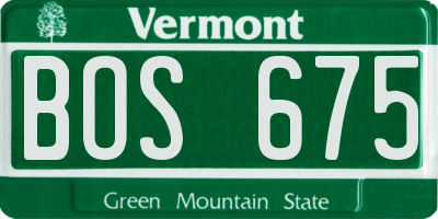 VT license plate BOS675