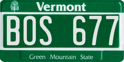 VT license plate BOS677