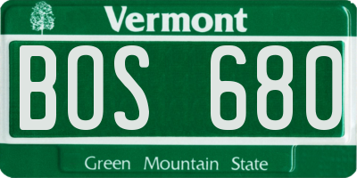 VT license plate BOS680