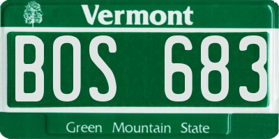 VT license plate BOS683