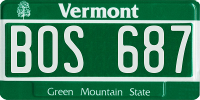 VT license plate BOS687