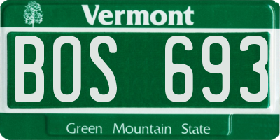 VT license plate BOS693