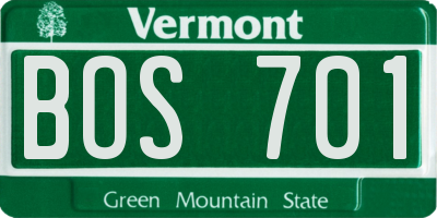 VT license plate BOS701
