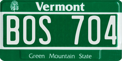 VT license plate BOS704