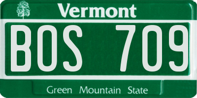 VT license plate BOS709