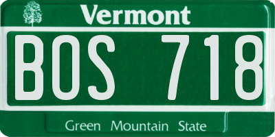 VT license plate BOS718