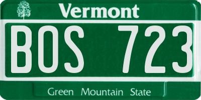 VT license plate BOS723