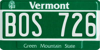 VT license plate BOS726