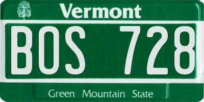 VT license plate BOS728