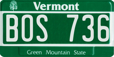 VT license plate BOS736