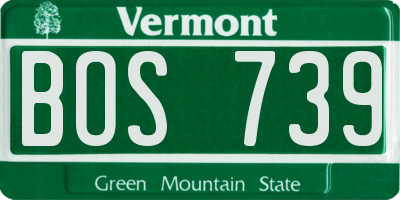 VT license plate BOS739
