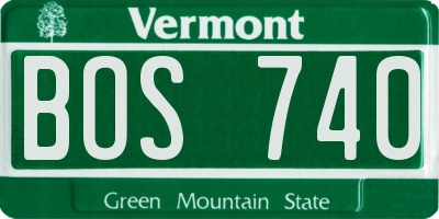VT license plate BOS740
