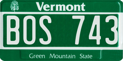 VT license plate BOS743