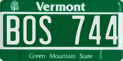 VT license plate BOS744