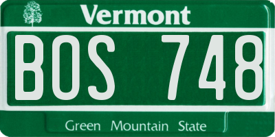 VT license plate BOS748