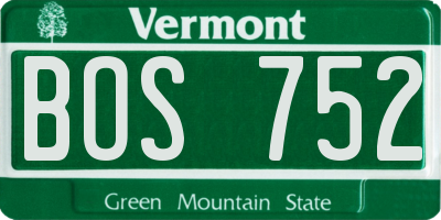 VT license plate BOS752