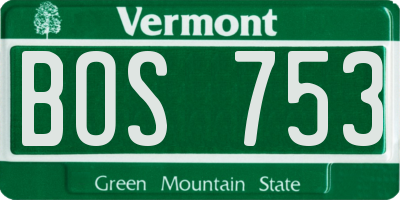 VT license plate BOS753