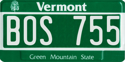 VT license plate BOS755