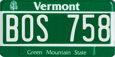 VT license plate BOS758