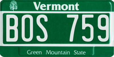VT license plate BOS759