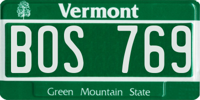 VT license plate BOS769