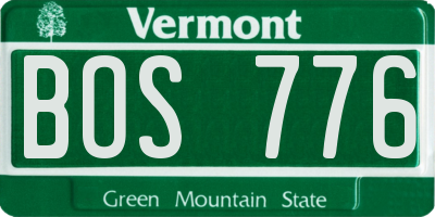 VT license plate BOS776