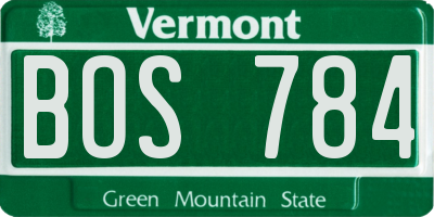 VT license plate BOS784