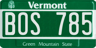 VT license plate BOS785