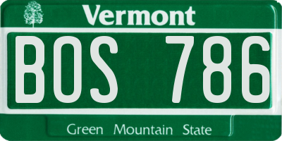 VT license plate BOS786