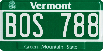 VT license plate BOS788