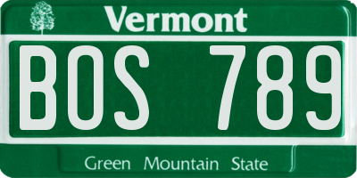 VT license plate BOS789