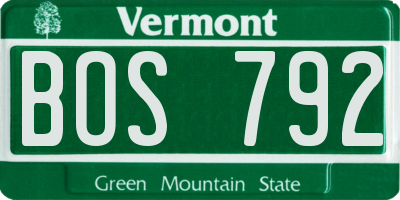 VT license plate BOS792
