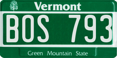 VT license plate BOS793