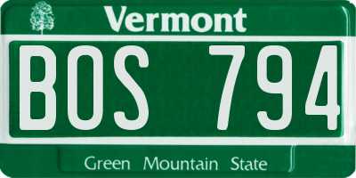 VT license plate BOS794