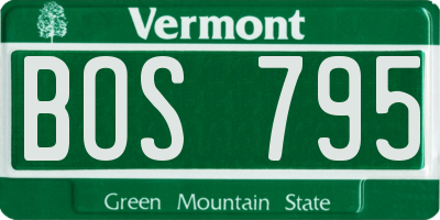 VT license plate BOS795
