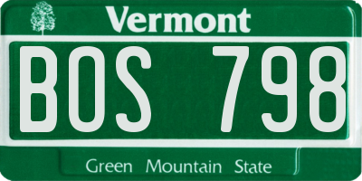 VT license plate BOS798